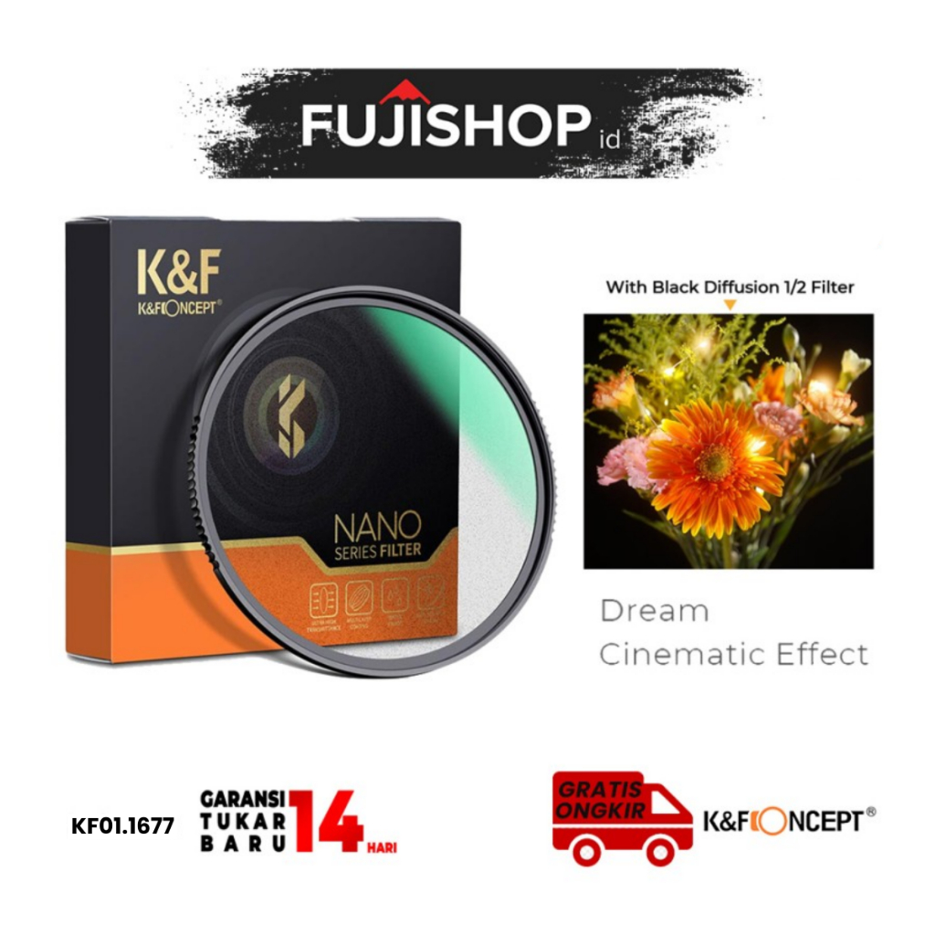 KNF K&F Concept 58mm Nano-X Black Mist Filter 1/2 Black Soft