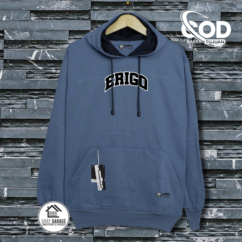 Melfous Jacket Sweater Hoodie ERIGO Pria Distro Original Branded Unisex Cewek Cowok Keren Bahan Teba
