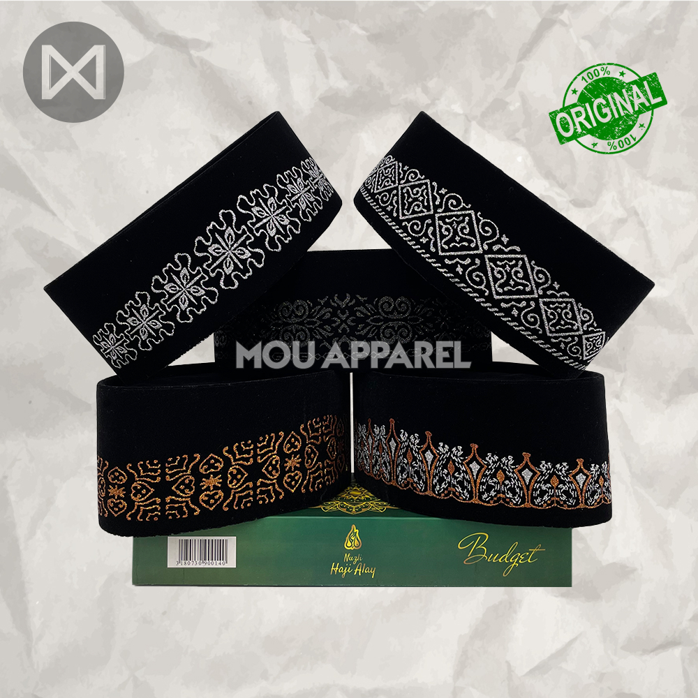 Songkok HAJI ALAY GRAFER Sablon AC Tinggi 9 Cm Peci Sholat Hitam Motif Full Bordir Batik Kopiah Shal