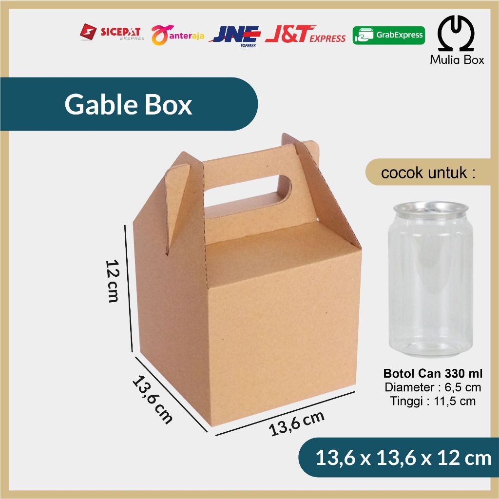 

Kardus Packing Jinjing / Gable Box 13,6 x 13,6 x 12 cm 4 Botol 330ml Minuman Kaleng Can Kopi Die Cut