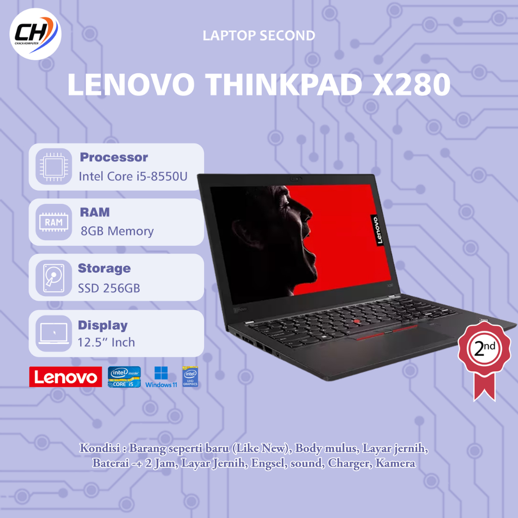 Laptop Lenovo Thinkpad X280 Second - RAM 8GB SSD 256GB
