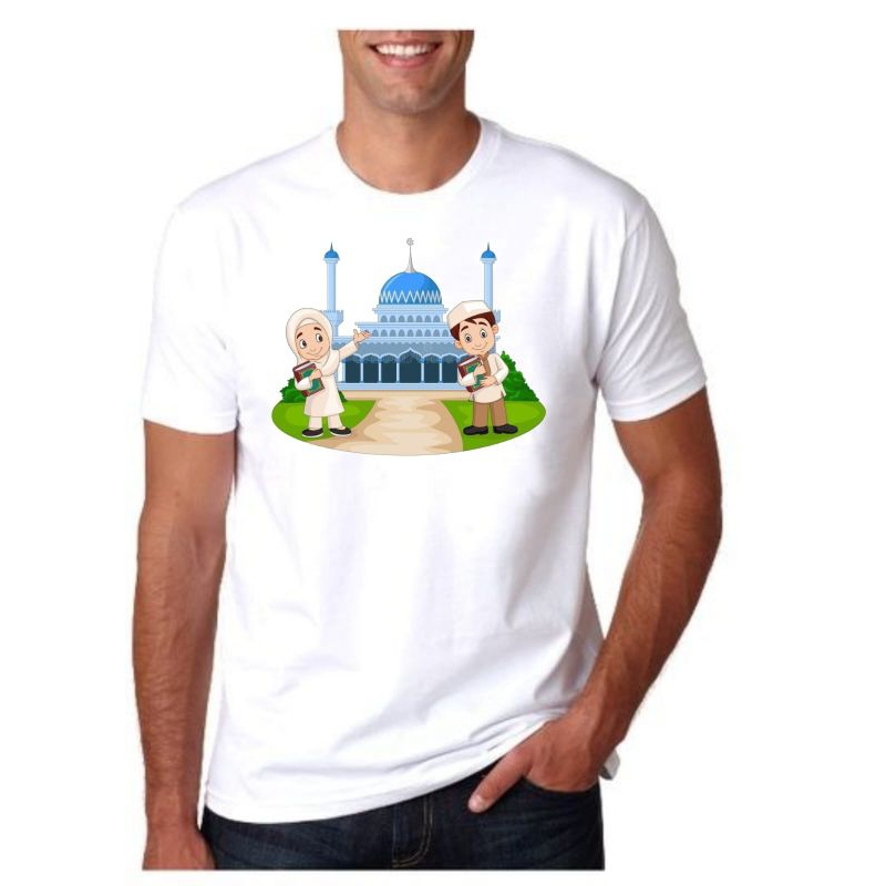 Kaos Lengan Pendek Idul Fitri / Kaos Idul Fitri Masjid Cowo cewe