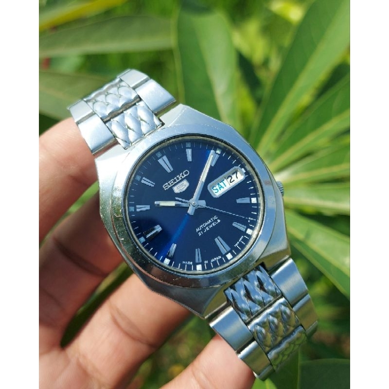 Jam Tangan Seiko 5 Nautilus Automatic All Original Blue Dial 7S26 02H0