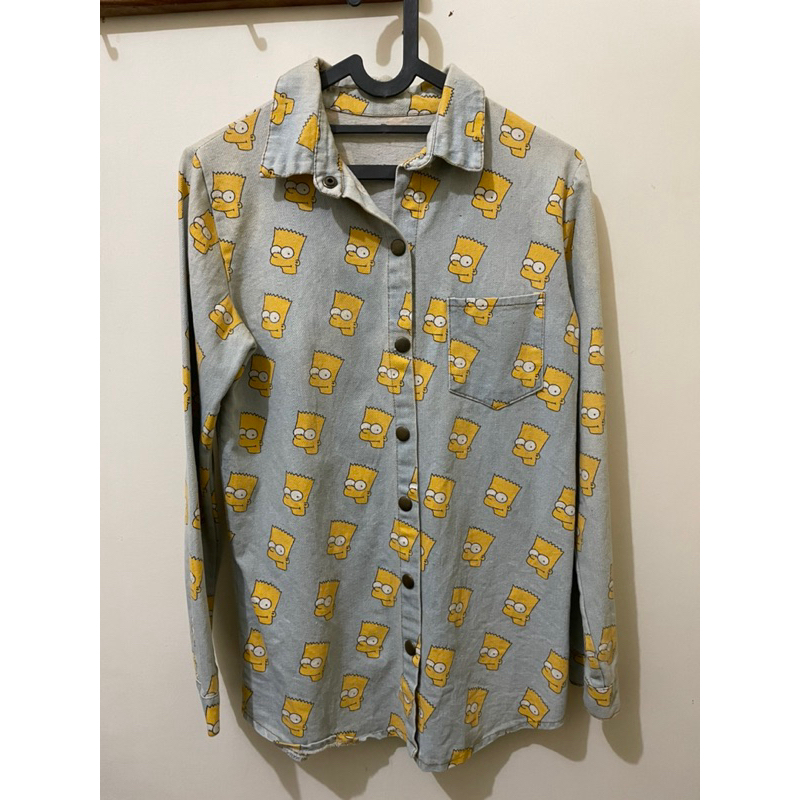 Kemeja Denim Long Sleeve Bart The Simpsons