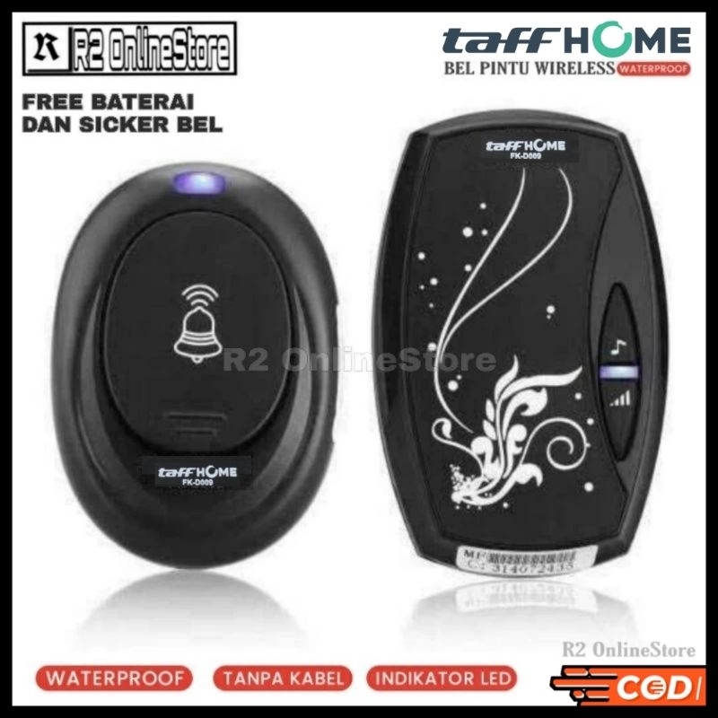 Bel Rumah Suara Tanpa Kabel Jarak Jauh Anti Air Alarm Pintu Wireless Waterproof dengan EU Plug Indoo