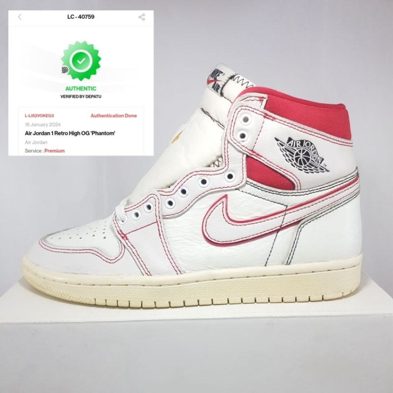 AUTHENTIC 100% - Nike Air Jordan 1 Retro High Phantom Gym Red (555088-160) Size 40,5