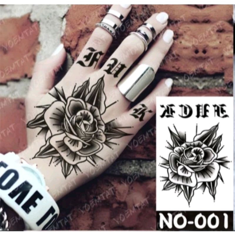 Tattoo Tato Temporer Temporary Tato Palsu Tahan Air Anti Air Sementara Seri Telapak Punggung Tangan 