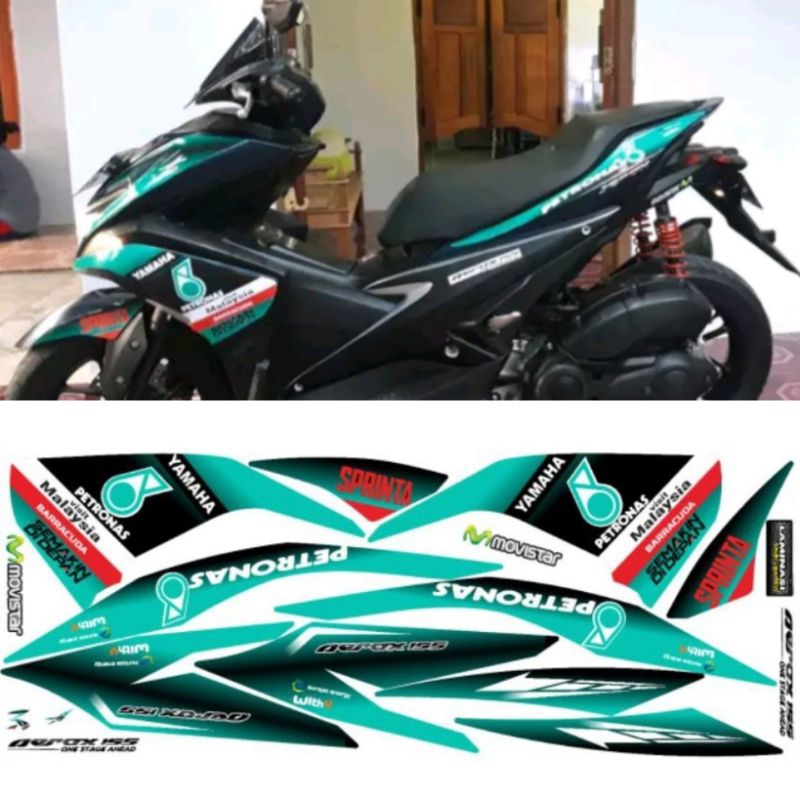 Striping Aerox 155 Petronas Variasi Stiker Motor Yamaha Aerox 115 Lis Cover Lis Body Motor