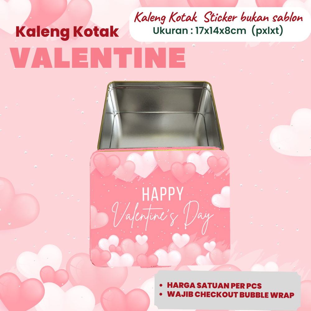 

Kaleng Kotak Valentine Box Hampers Gift Box Pink Love 17x14x8 cm by Hapunni