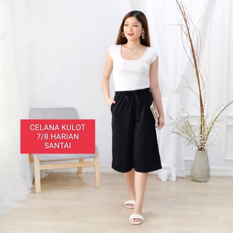 CELANA HARIAN KULOT 7/8 RAYON BALI POLOS