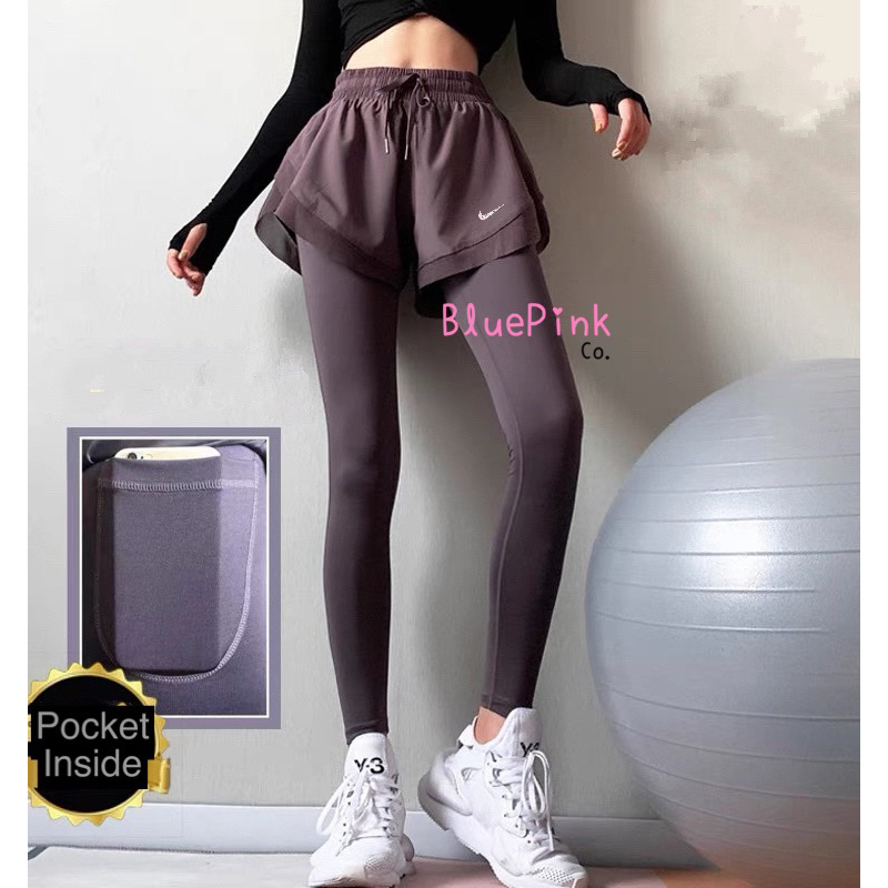 Nike Original Skirt Short Celana Pocket Kantong Hp Phone ROK LEGGING SAKU Premium Tebal Olahraga Lar