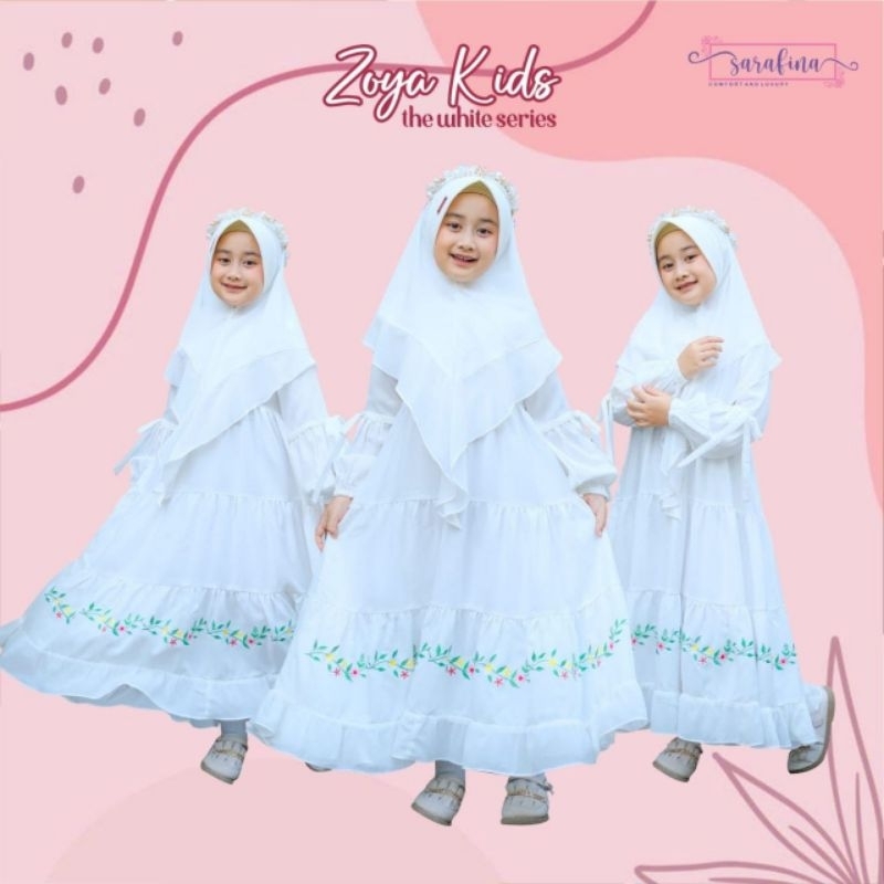 GAMIS PUTIH ANAK USIA 5-8 TAHUN // ZOYA WHITE SERIES BY SARAFINA