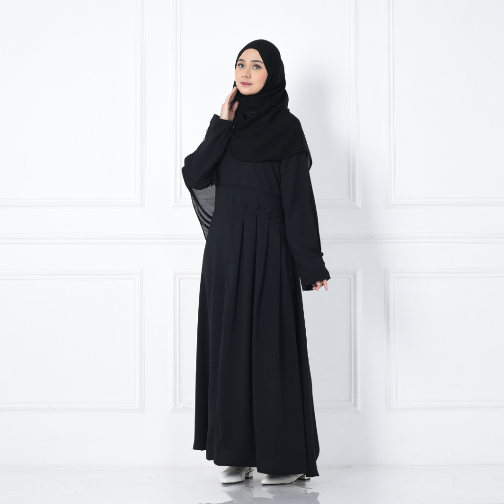 SHABIYAN Gamis Abaya Hitam Wollycrape Polos 388 | Ersa