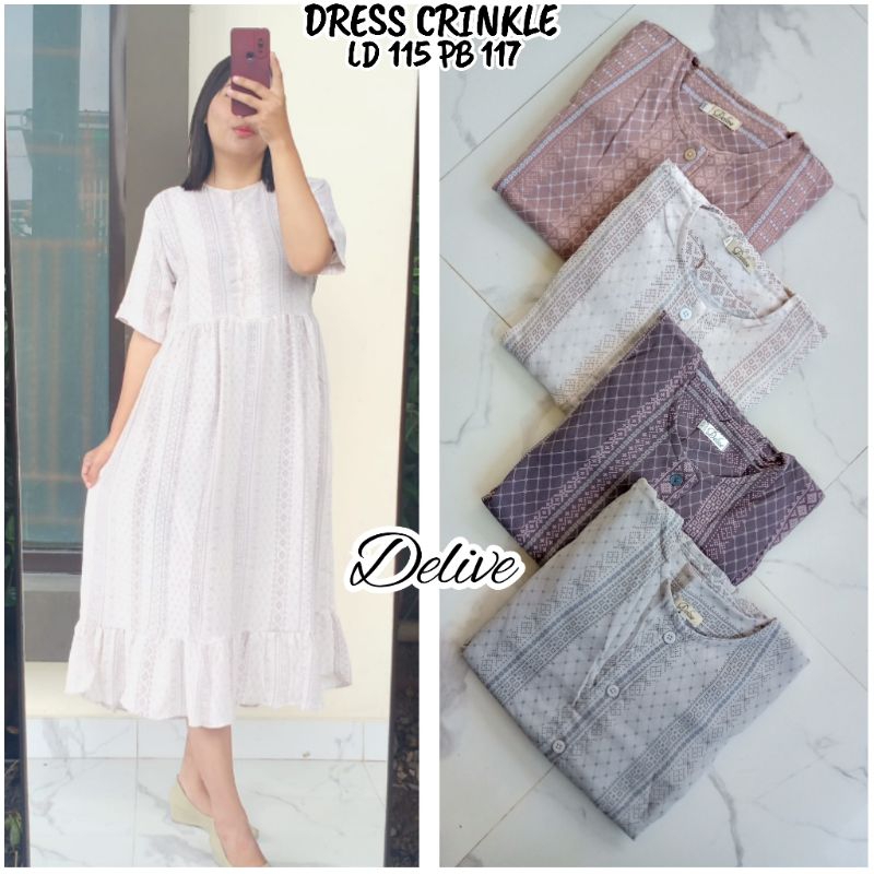 dress crinkle jumbo dan standar //dress crinkle motif //Homey dress Crinkle