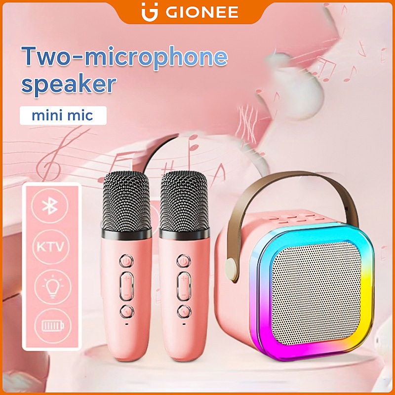 2025 model baru Wireless Mini Bluetooth Speaker K12 Karaoke Speaker 2Mic 1 Set  Mesin suara karaoke 