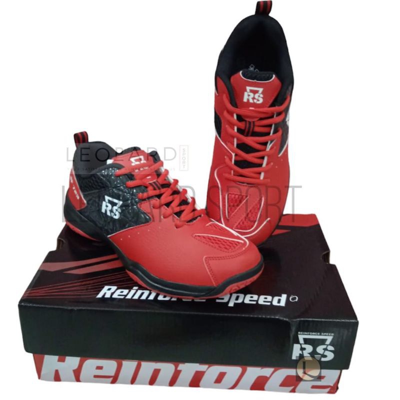 Sepatu Badminton RS JF 723 Hitam/Merah / Sepatu RS JEFFER