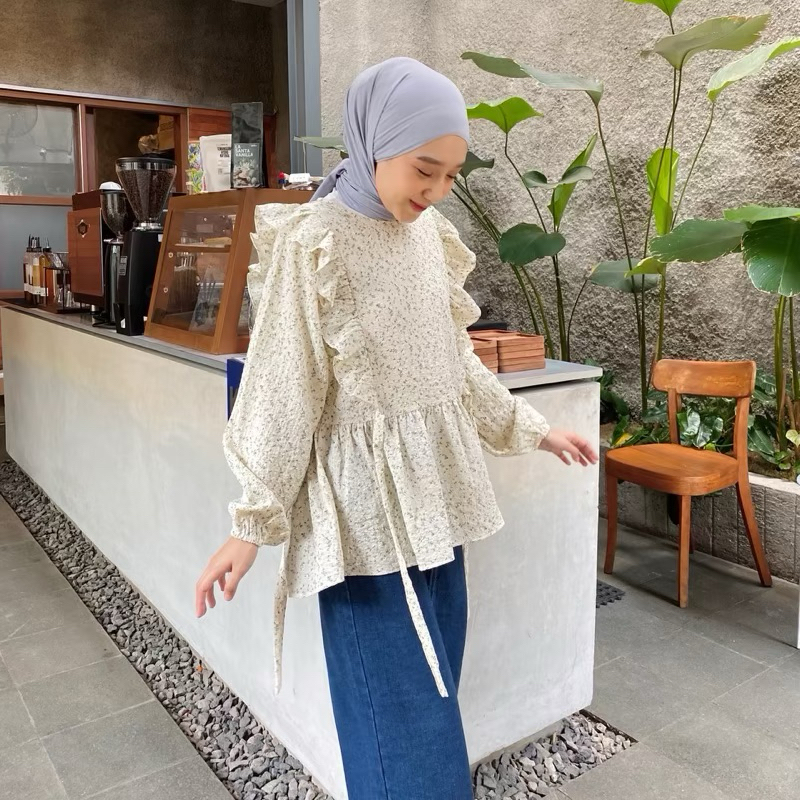 Blouse Wanita Motif Bunga Korean Style