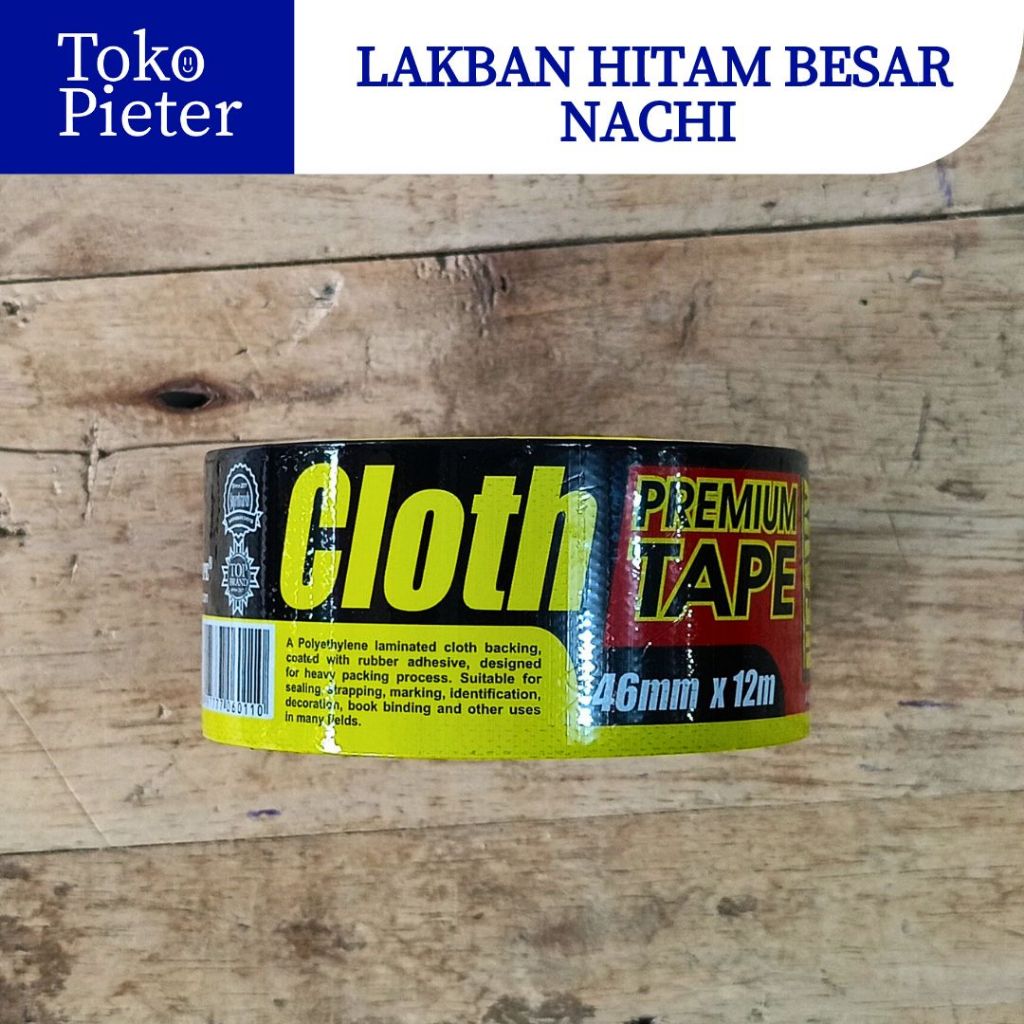 

(1PCS) LAKBAN KAIN HITAM ISOLASI TAPE NACHI 2" x 12 M (46 mm x 12 Meter) / LAKBAN HITAM BESAR SURABAYA