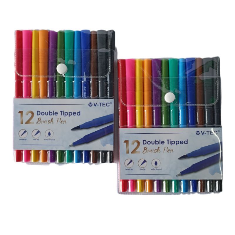

Colour brush pen V-tec DBP1112 / Double tipped Vtec 12 warna/ Brush pen V-tec
