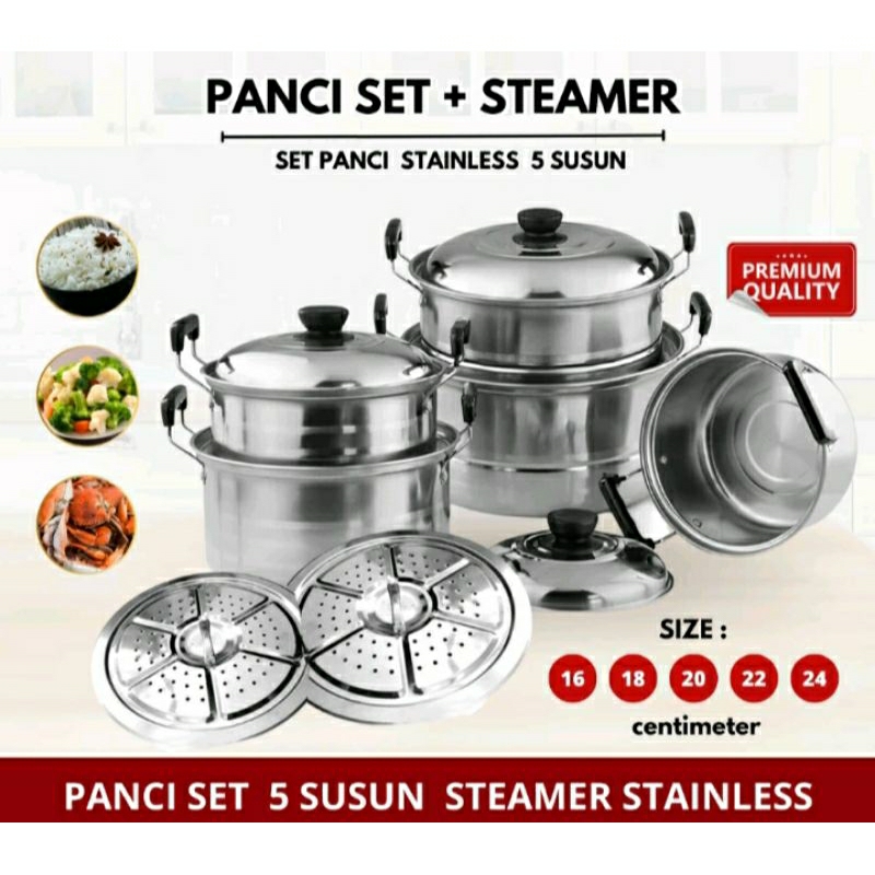 panci set susun 5 stainles steel Tebal
