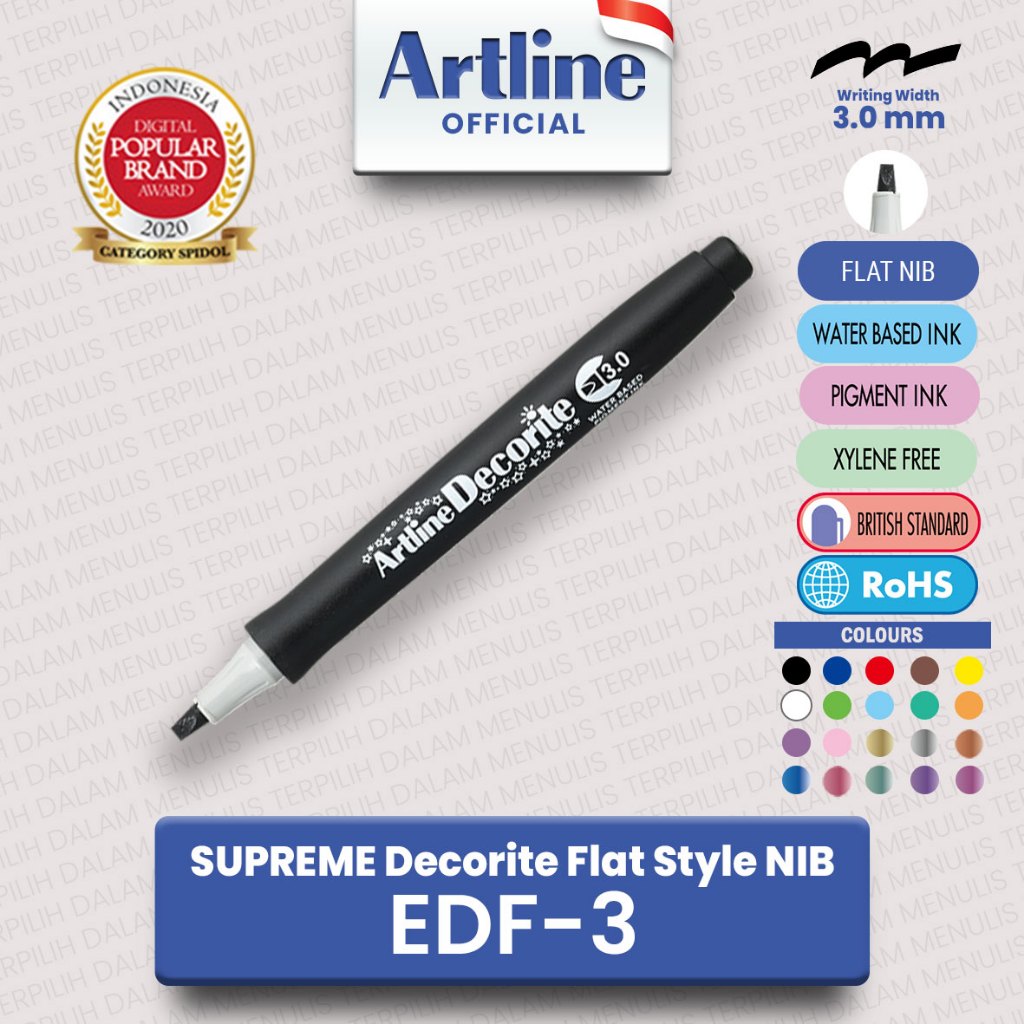 

ARTLINE Spidol Supreme Decorite Flat Nib Marker 3 mm EDF-3