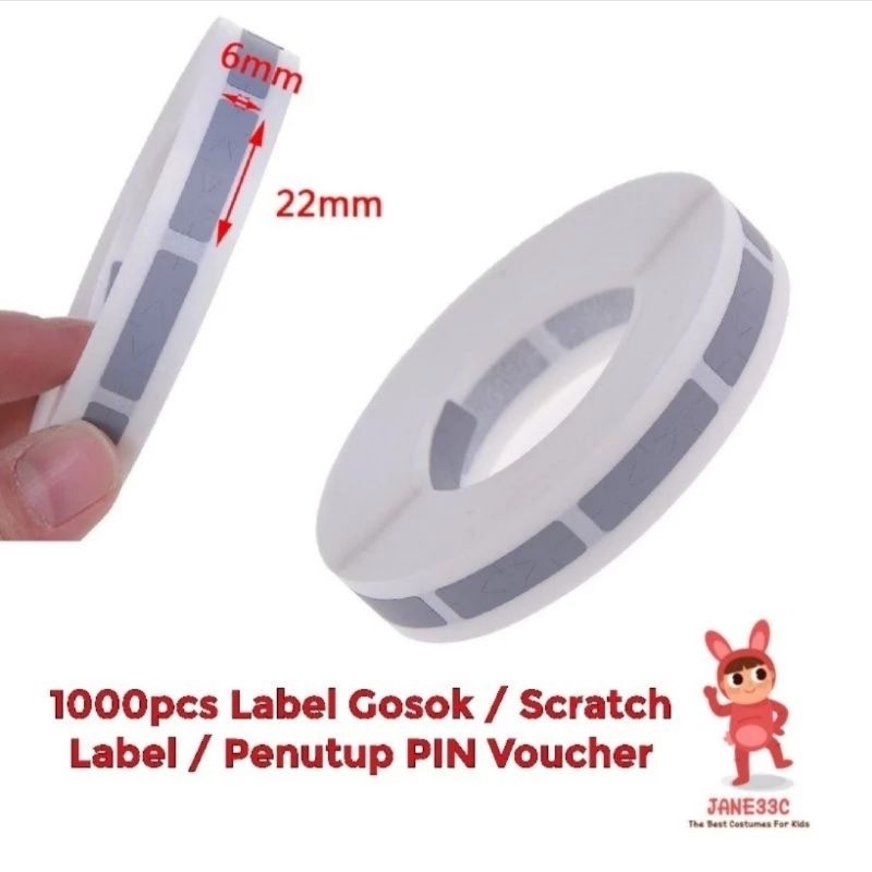 

1000pcs Label Gosok / Penutup PIN Voucher Sticker Uk 6x22mm