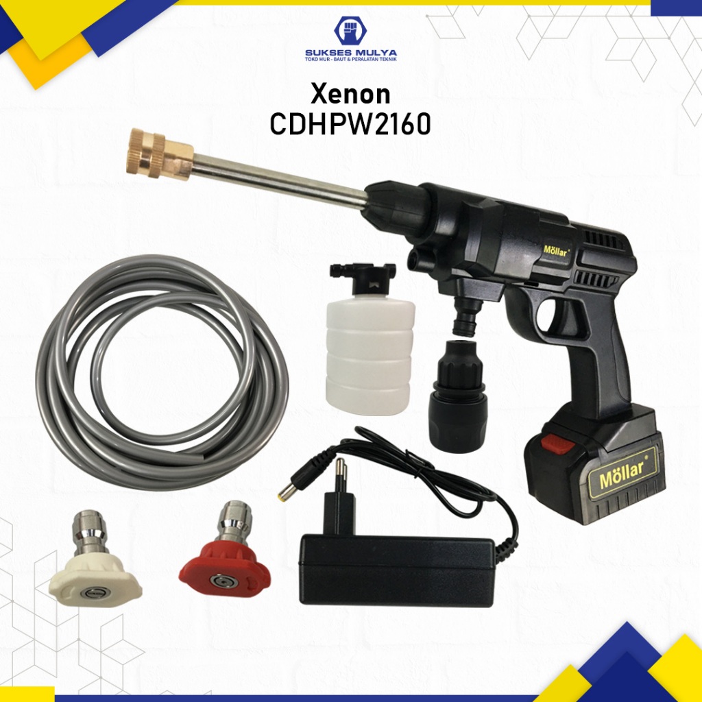 MESIN CUCI MOBIL BATERAI XENON HPW2160 21V CORDLESS JET CLEANER SEMPROTAN TEKANAN TINGGI ALAT CUCI M