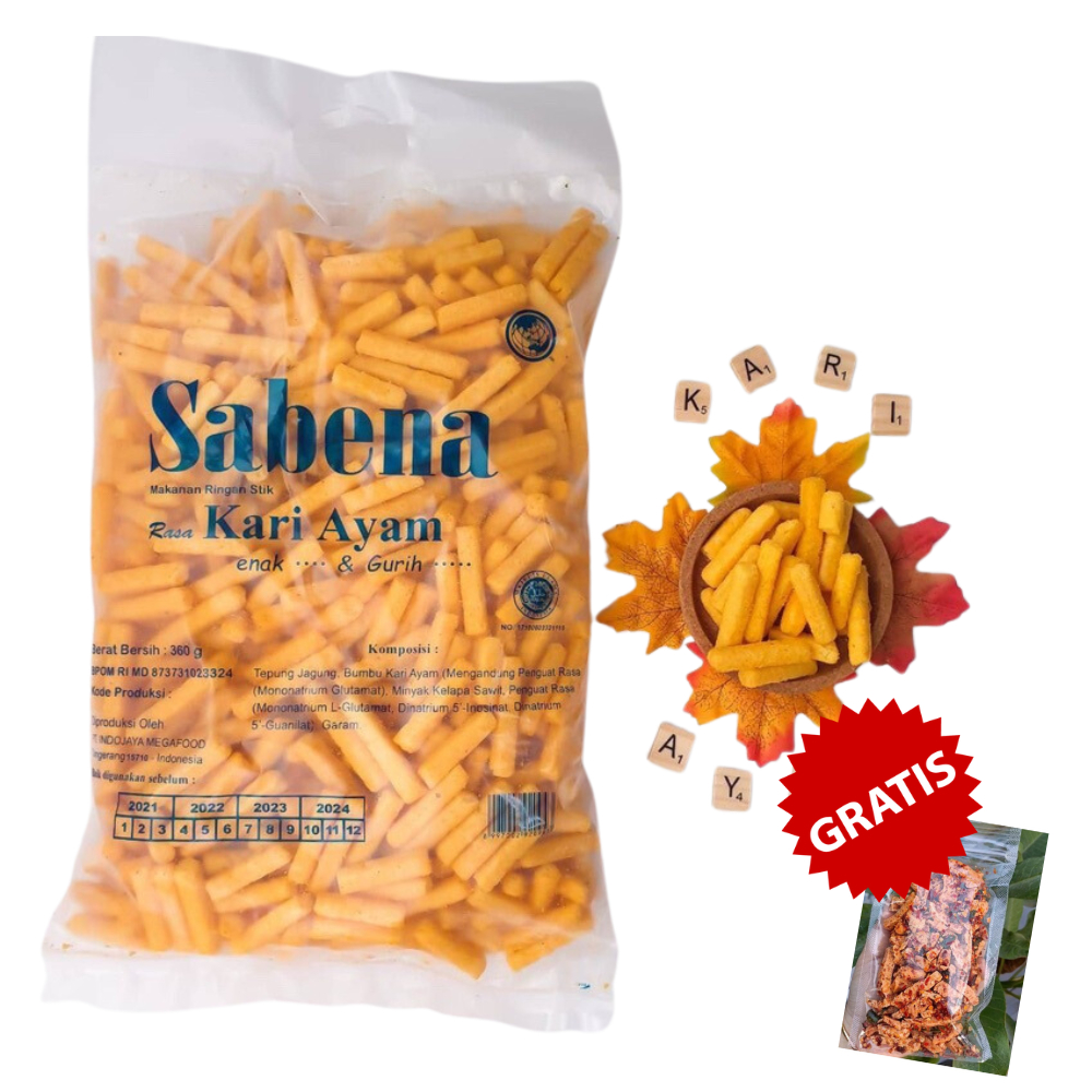 

Sabena Stick 1Kantong 360gr Snack Gurih Rasa Kari Ayam