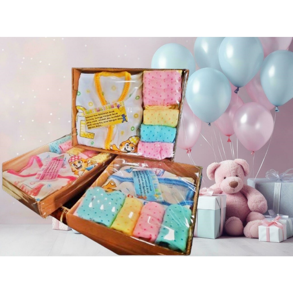 kado bayibaru lahir paket lahiran " 1 baju 4 celana roll panecake" perlengkapan bayi hampers bayi ka