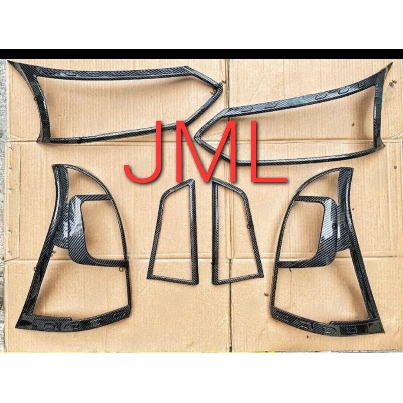 Paket garnish lampu warna carbon GRAND AVANZA XENIA VELOZ 2015 - 2018.