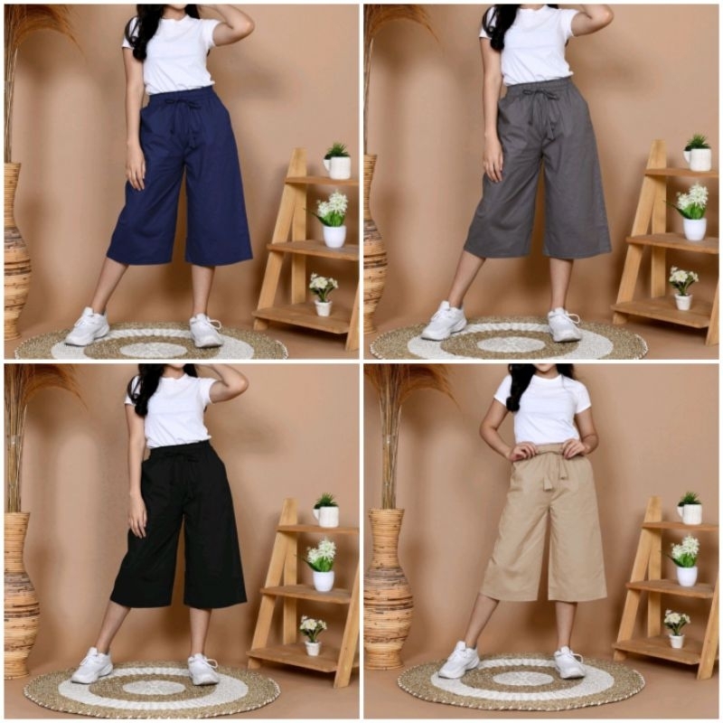 Celana Kulot Rami Linen Premium 7/8 all size & jumbo size