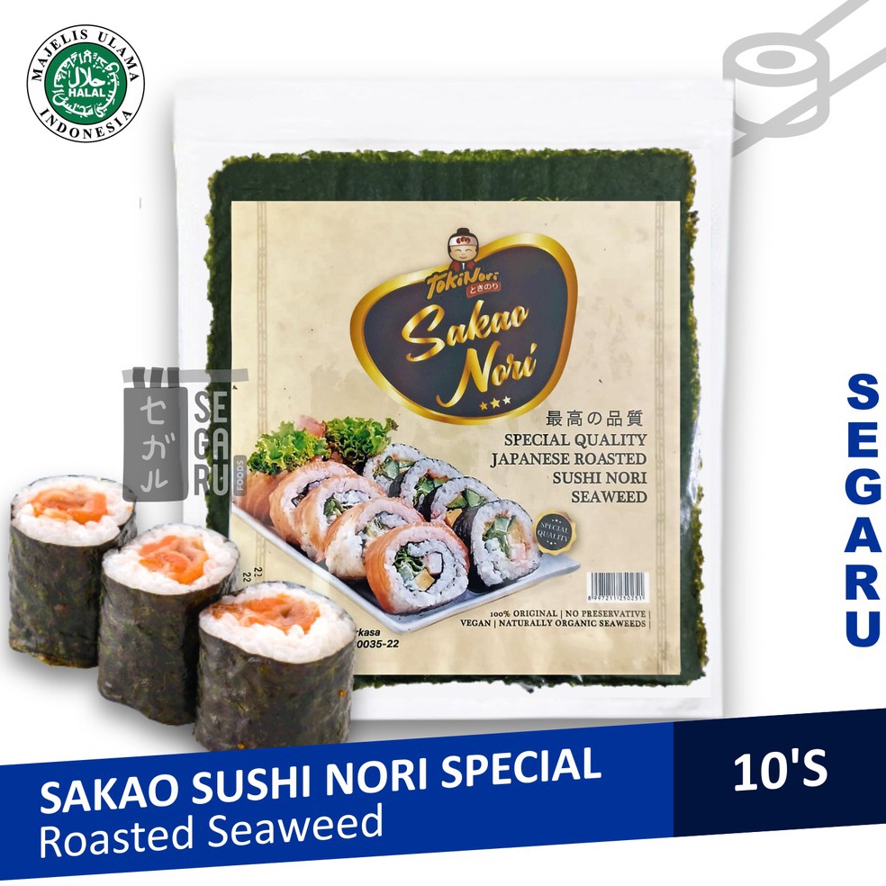 

Model Baru Sakao Nori Sushi Spesial 1 Sheet Sushi Roasted Rumput Laut Halal MUI
