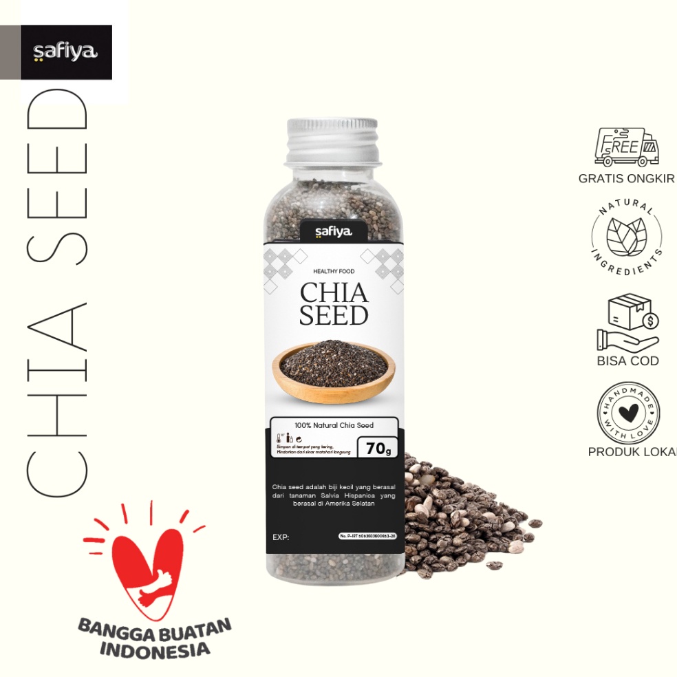 

Diminati Chia Seed Organik 7 Gr Black Chiaseed Kemasan Botol Safiya Food