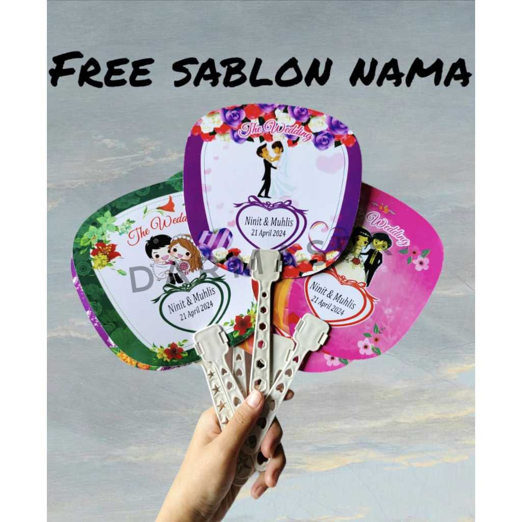Souvenir Kipas Wedding Sablon Nama Pengantin Sovenir Pernikahan Murah