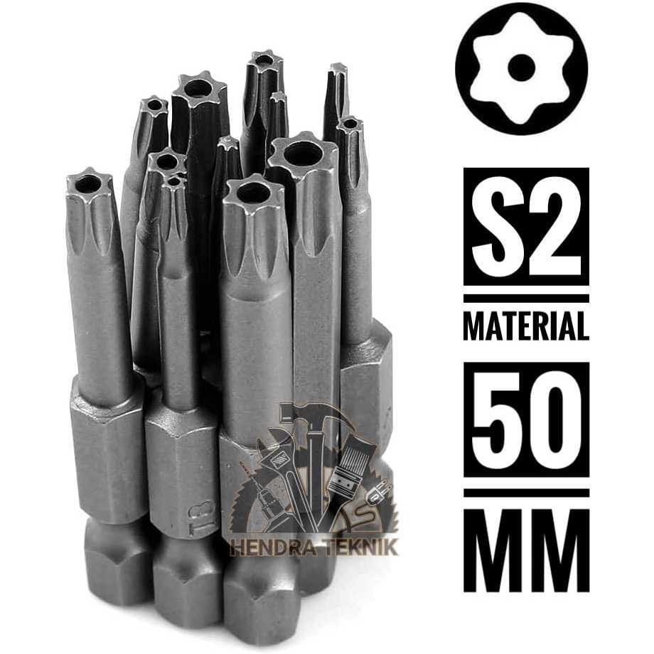 MATA OBENG BINTANG SET 12PCS OBENG TORX SET BAJA S2 PANJANG 50MM
