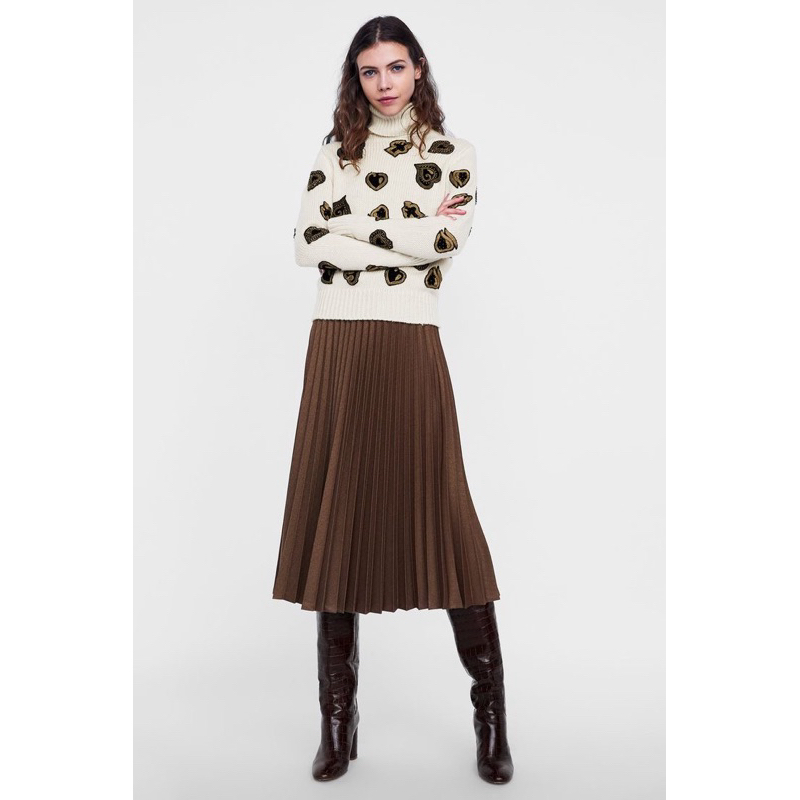 PRELOVED ZARA Accordion Pleated midi skirt/ Zara Flannel skirt/ Zara Tweed skirt/ Zara pleated midi 