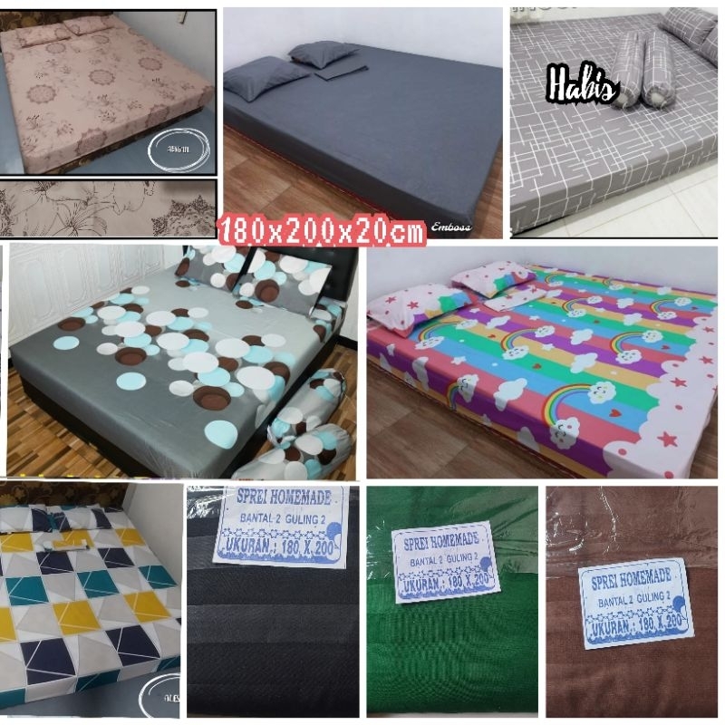 Seprei Homemade anak karakter LOL Doraemon Spongebob Embose shaby 180 x 200 Sprei murah adem