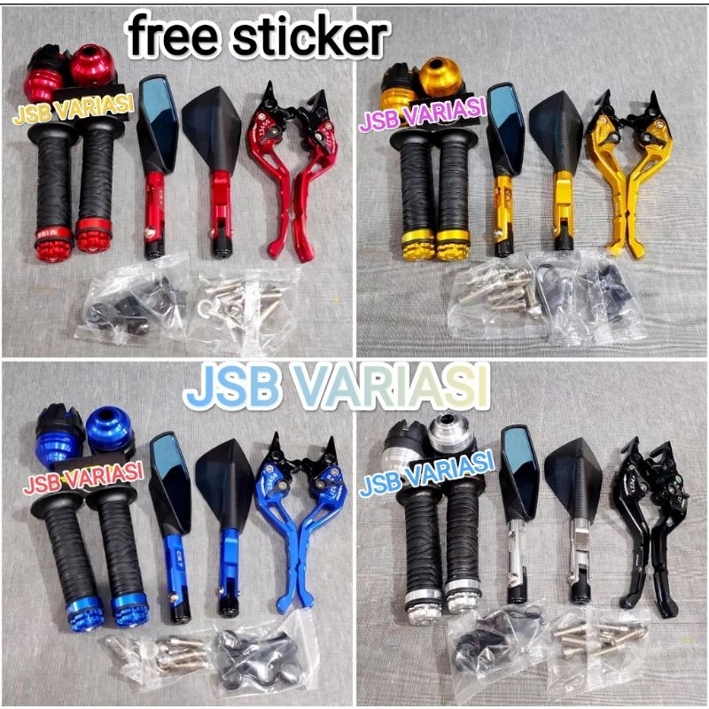 Paketan Variasi 4 Item Spion Tomok V2 + Jalu As Roda Depan + Handgrip Setelan Cnc Vixion Nmax Aerox 