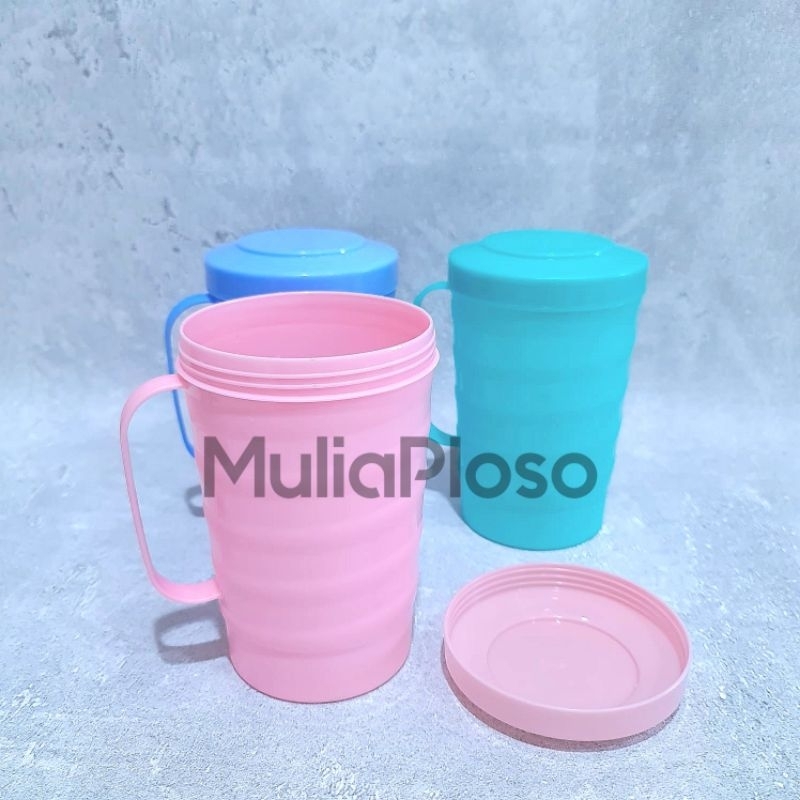 Cangkir Mug Gelas jumbo tutup drat rapat