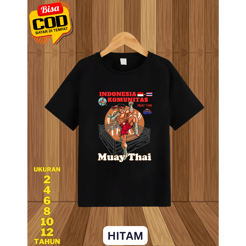 Kaos MUAYTHAI Anak Baju Kaos Anak-Anak Olahraga Beladiri MUAY-THAI Kaos Komunitas MUAYTHAI INDONESIA