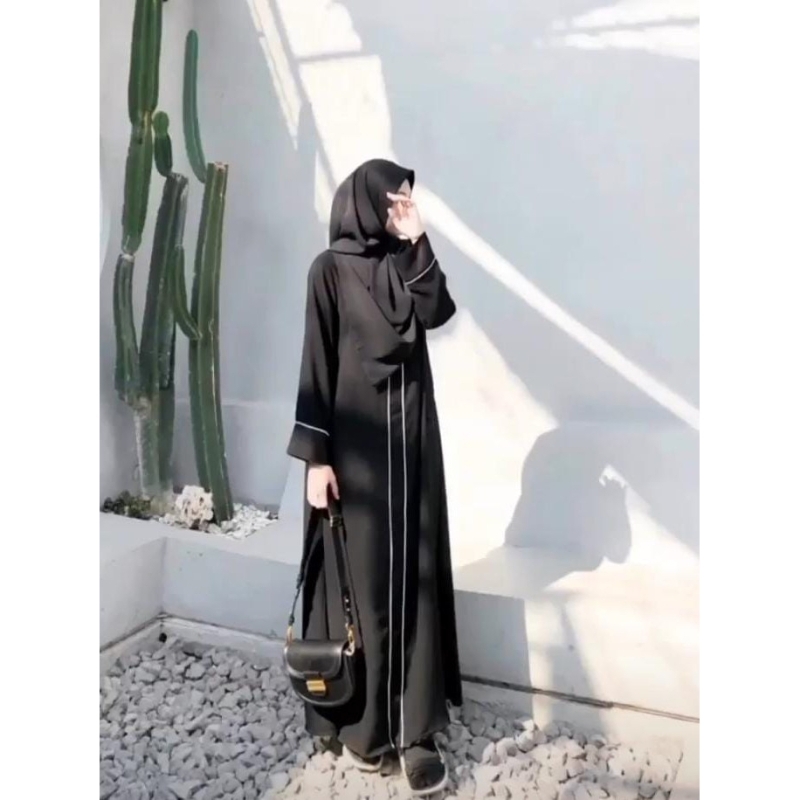 Gamis Terbaru Abaya Hitam Jetblack Liftah Dubai 022 BUSUI Abaya Turkey Polos Simple Dress Muslim Baj
