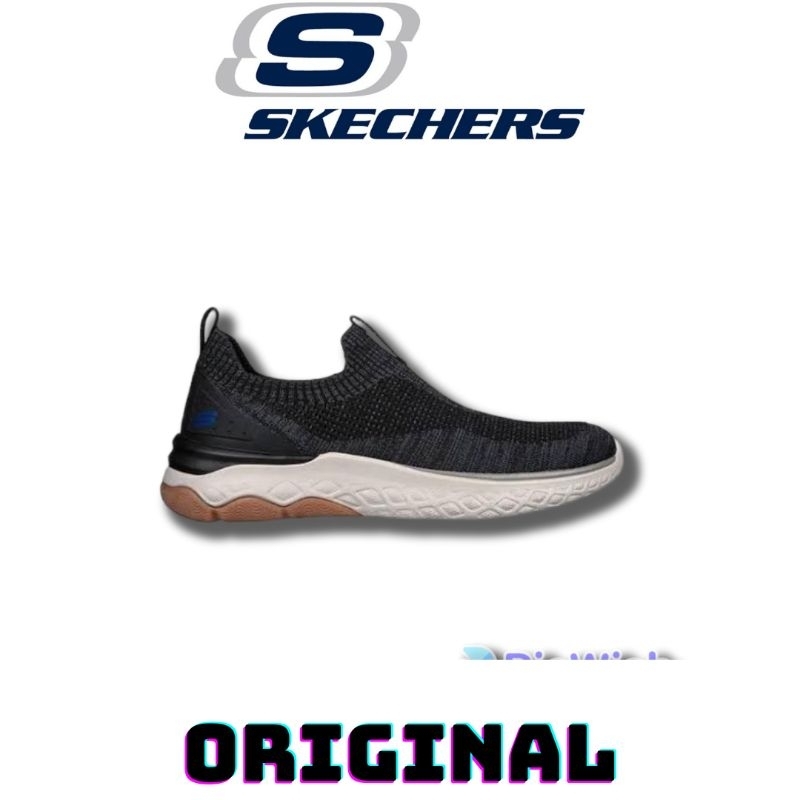 Sepatu Skechers Slip On Bismarck Glenver Black Men's ( 210567/BLK ) Original