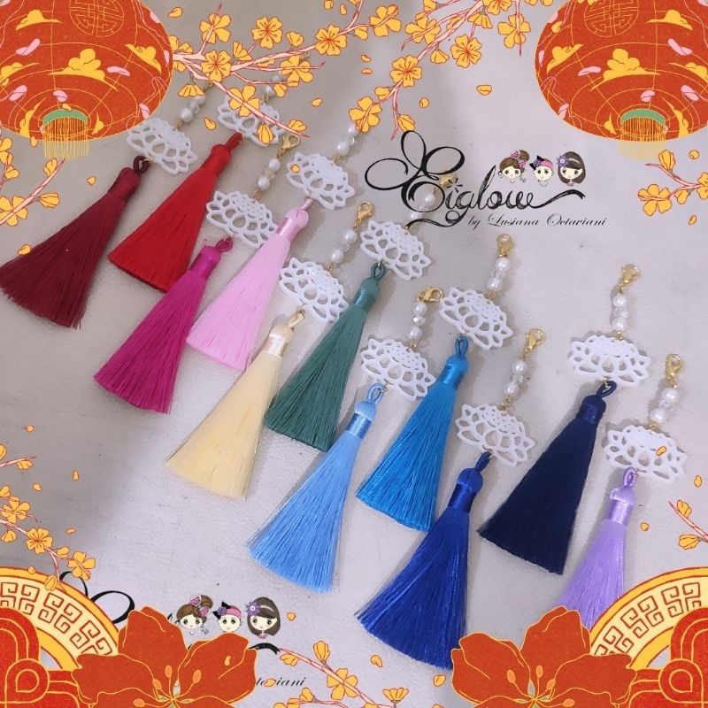 READY kirim INSTAN atau SAMEDAY tassel rumbai gantungan baju hanbok norigae lotus warna warni akseso