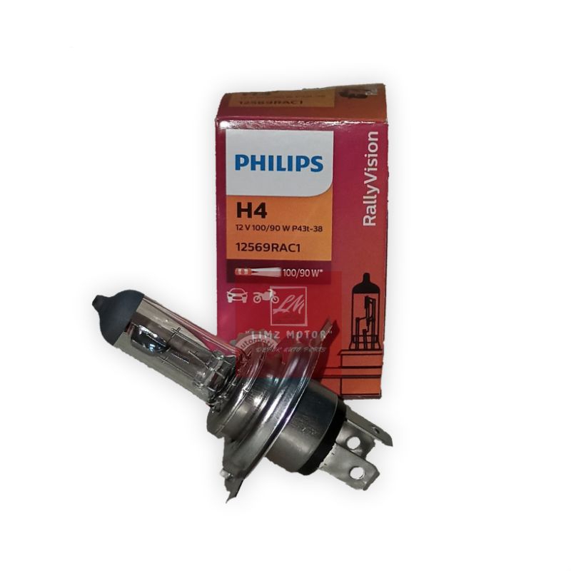 Bohlam Lampu Halogen Mobil H4 Premium Philips 12V 100-90W