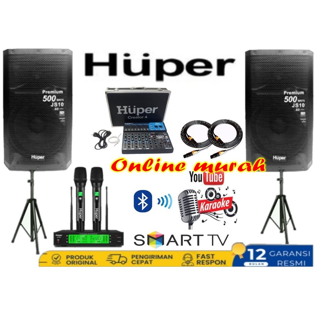 paket full sound system huper js10 15 inch mixer 4 channel original