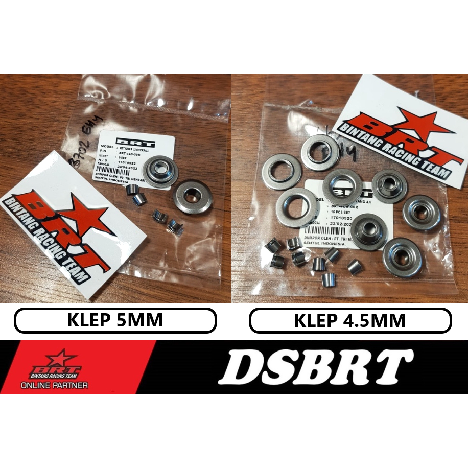 RETAINER & KUKU KLEP SET BRT 4.5MM 5MM Topi Klep Shim Sim Klep BRT 4,5 5 mm