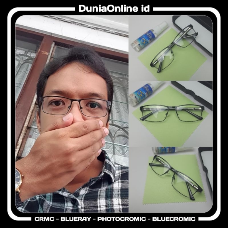 Kacamata Persegi Panjang Frame Besi Model Gantung Tangkai Peer Lebar 13.8cm, Tinggi 3.5cm - JL342