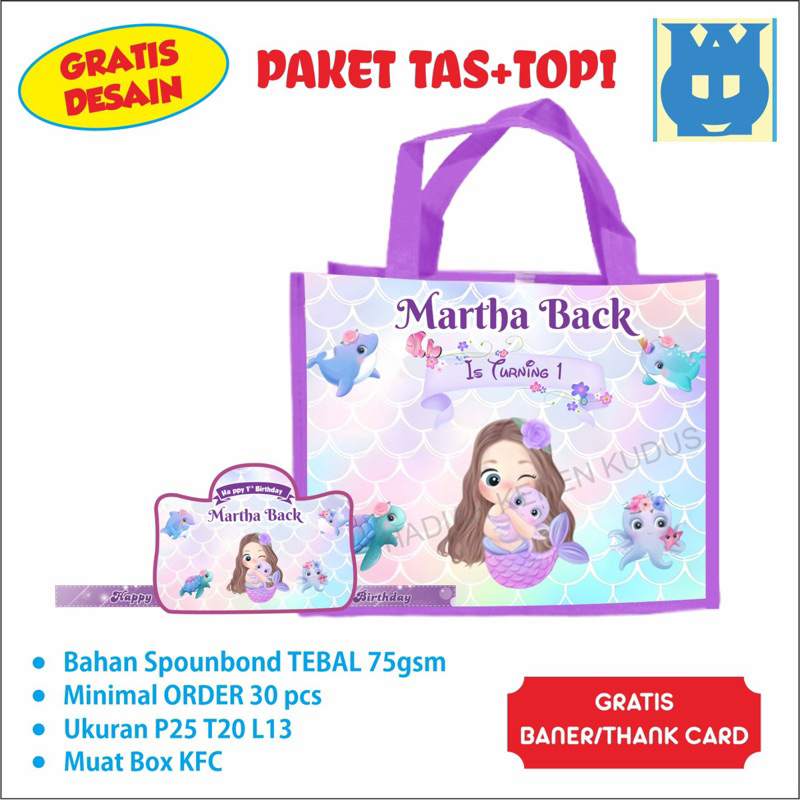 

PAKET HEMAT Tas & Topi Ultah FREE Desain