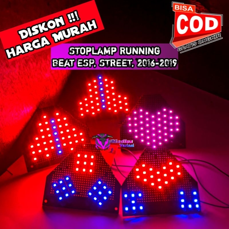 Lampu Stoplamp Running Beat ESP/Street, 8 mode otomatis dan ketika di rem nyala diam semua.  (ESP)