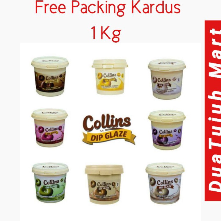 

Star seller Collins Dip Glaze CoklatGreenteaStrawberry Tiramisu SusuTaro CappucinoCheeseChoco Cruncy 1 Kg Free Packing Kardus